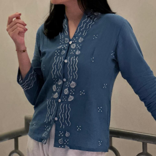 Embroidered Button-Up Blouse